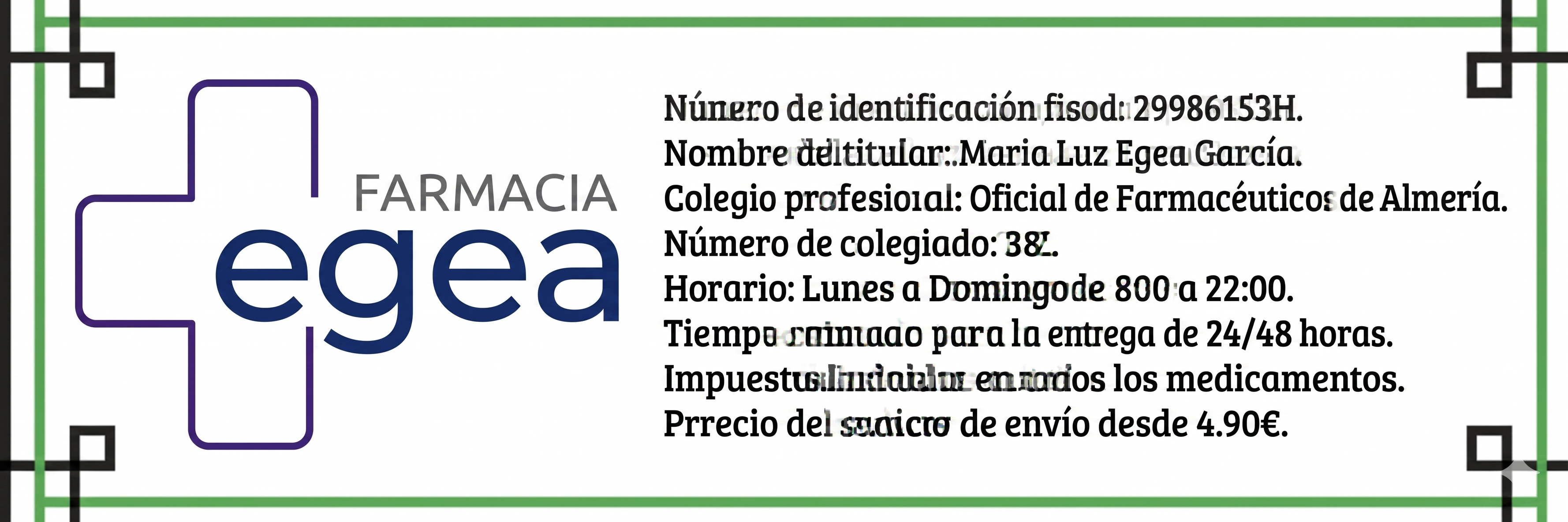 Cuadro de datos del titular de farmacia